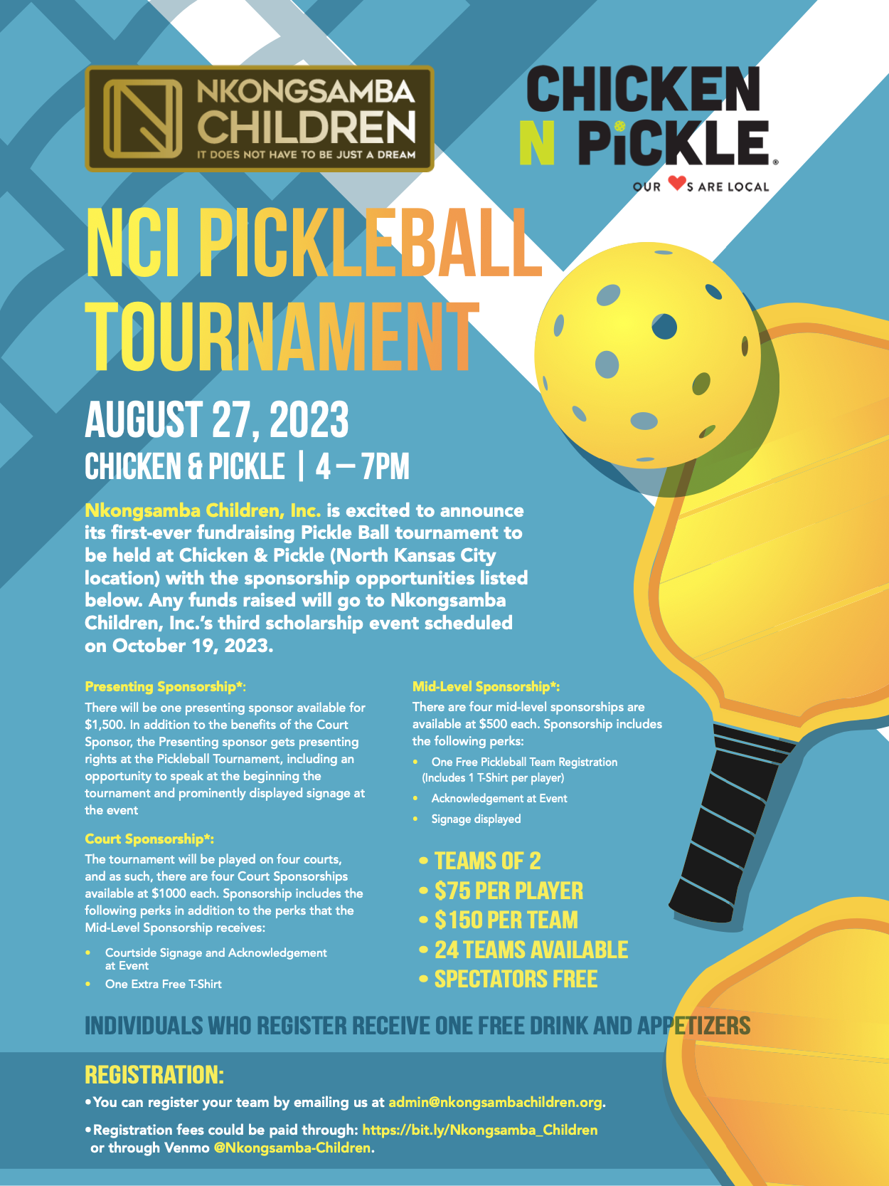 NCI PICKLEBALL TOURNAMENT at CNP North Kansas City Chicken N Pickle