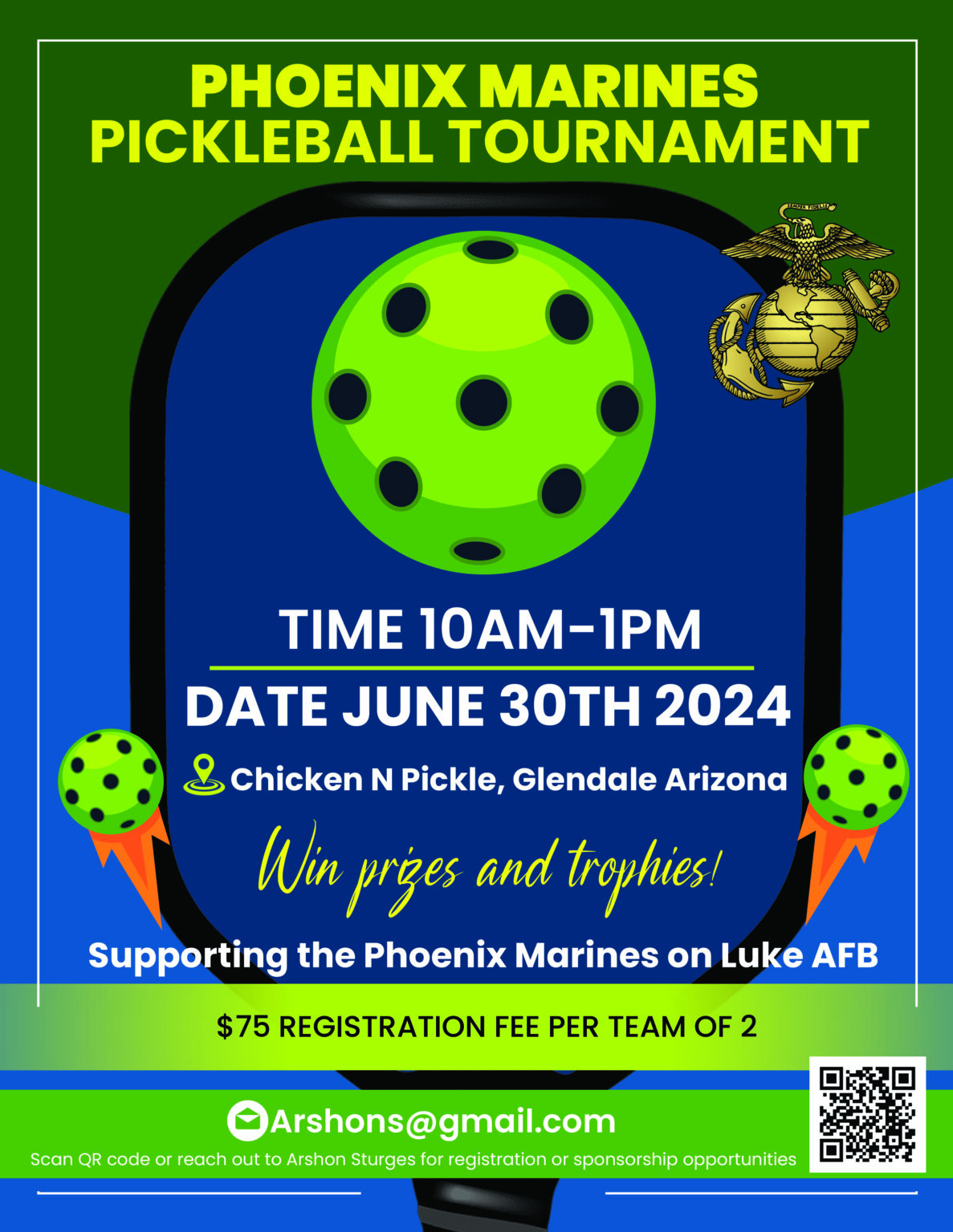 Phoenix Marines Pickleball Tournament at CNP Glendale Chicken N Pickle