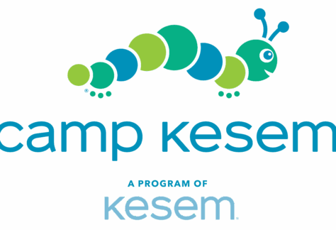 Logo for Camp Kesem featuring a colorful caterpillar above the words camp kesem. Below is the phrase “A program of Kesem.” The playful blue and green design embodies a giveback spirit, benefiting youth with its friendly look.