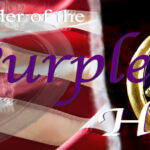 An American flag with a Purple Heart medal and the text: Military Order of the Purple Heart Chapter 711. "Purple" appears in large purple letters across the center, highlighting a Giveback Benefiting Vets for Youth.