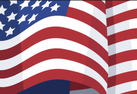 Illustration of the United States flag showing red and white stripes waving, with white stars on a blue field in the top left corner, representing patriotism and national pride.