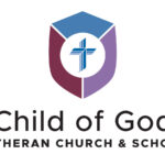Logo for Child of God Lutheran Church & School featuring a shield with a cross inside, and the text Child of God Lutheran Church & School below in bold, modern font—designed to highlight Giveback Benefiting Vets for Youth initiatives.