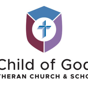 Logo for Child of God Lutheran Church & School featuring a shield with a cross inside, and the text Child of God Lutheran Church & School below in bold, modern font—designed to highlight Giveback Benefiting Vets for Youth initiatives.