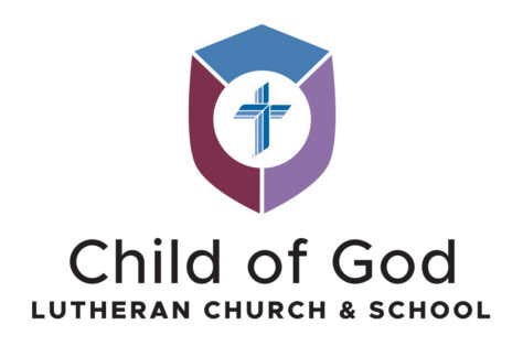 Logo for Child of God Lutheran Church & School featuring a shield with a cross inside, and the text Child of God Lutheran Church & School below in bold, modern font—designed to highlight Giveback Benefiting Vets for Youth initiatives.