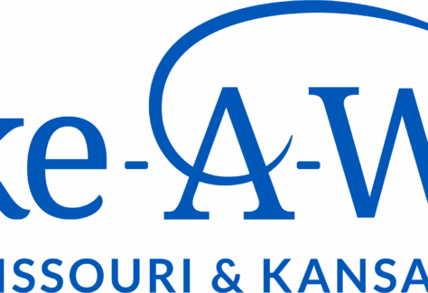 The Make-A-Wish Missouri & Kansas logo in blue text, with a star dotting the i in Wish and a swoosh above the words, represents a giveback effort benefiting youth in need.
