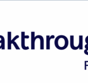 Logo with a blue burst design on the left, next to the text Breakthrough T1D™ in bold, and Formerly JDRF below in smaller font.