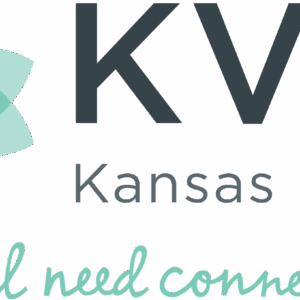 KVC Kansas logo with a heart inside layered teal shapes, and text that reads: KVC Kansas. We all need connection—Giveback Benefiting Vets for Youth.