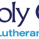 Logo for Holy Cross Lutheran School featuring a blue cross, with large text spelling Holy Cross Lutheran School to the right, highlighting a Giveback Benefiting Vets for Youth initiative.