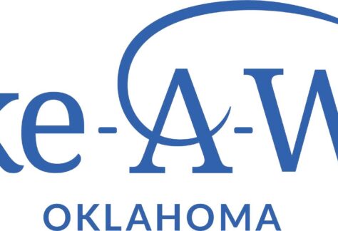 The Make-A-Wish Oklahoma logo in blue text, with a star above the i in Wish and a curved line connecting to the star, symbolizes hope and giveback for youth across our community.