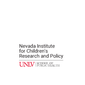 Logo for the Nevada Institute for Children's Research and Policy, featuring the UNLV School of Public Health logo beneath the institute's name, highlighting Giveback Benefiting Vets for Youth on a white background.