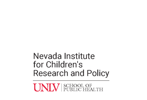Logo for the Nevada Institute for Children's Research and Policy, featuring the UNLV School of Public Health logo beneath the institute's name, highlighting Giveback Benefiting Vets for Youth on a white background.
