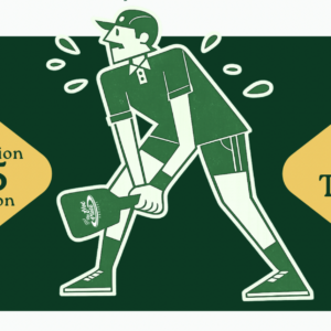 Illustration of a person in athletic clothing holding a paddle, sweating, with text: Registration $35 per person on the left and 24 Teams on the right, all set on a green background.