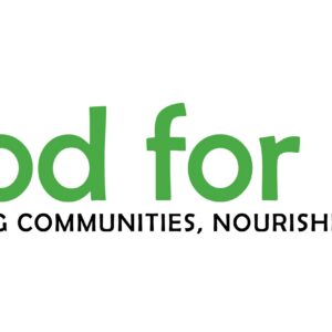 Logo for Food for Hope featuring a stylized orange with a leaf, and the tagline Empowering Communities, Nourishing Futures beneath the name in green text, highlighting giveback efforts benefiting vets and programs for youth.