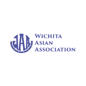 The logo of Wichita Asian Association, featuring stylized letters WAA inside a partial circular design, with Wichita Asian Association written in blue capital letters to the right, highlights its commitment to Giveback Benefiting Vets for Youth.