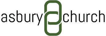 Logo for Asbury Church featuring "asbury church" in lowercase black letters, with two overlapping green chain links forming a stylized letter C in the center. Perfect for your next 10% Giveback to WSU Tech Foundation at Chicken N Pickle event.