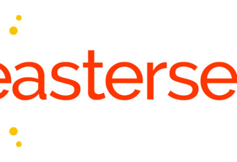 Easterseals logo with the word easterseals in orange lowercase letters and a burst of yellow and orange dots on the left side, featured for the 10% Giveback Night Benefiting HEAL Center for the Arts at Chicken N Pickle.