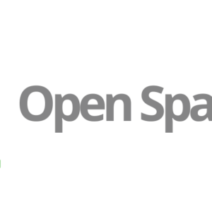 Logo for Open Space STL featuring a circular illustration with blue and green shapes resembling sky and land, next to the gray text Open Space STL on a light background. Perfect for events like the 10% Giveback Night Benefiting Easterseals Midwest at Chicken N Pickle.