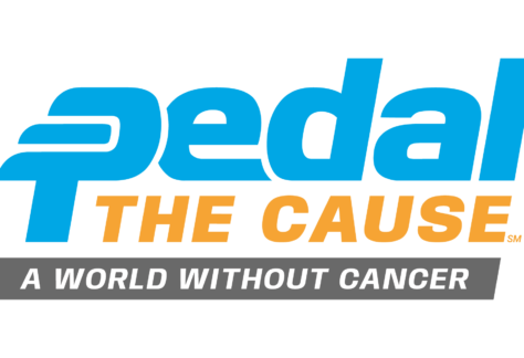 The Pedal the Cause logo in blue and orange, with the tagline “A World Without Cancer” in white on a gray background, celebrates 10% Giveback Night Benefiting Hero Fund USA at Chicken N Pickle.