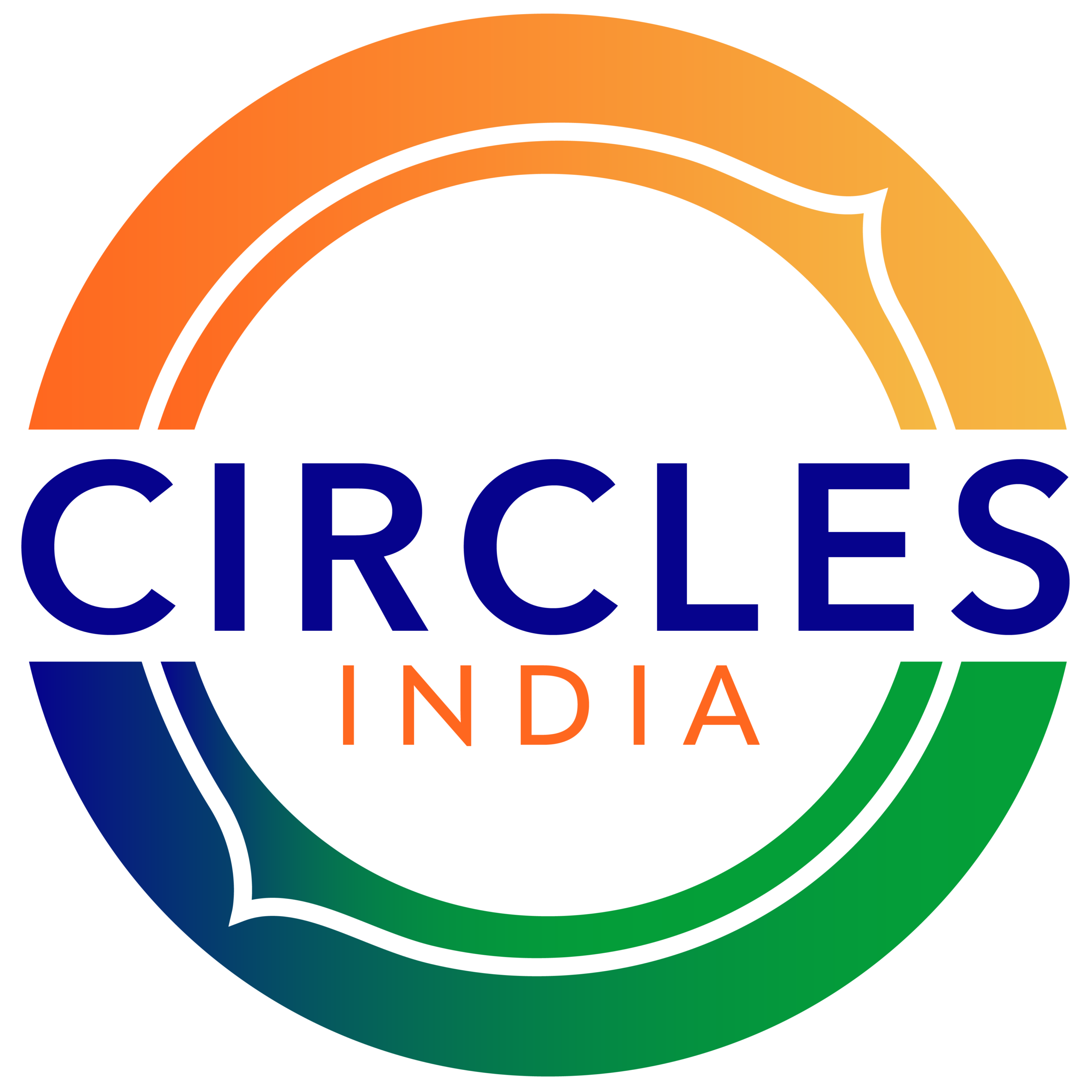 A circular logo with a gradient ring in orange, yellow, green, and blue shades. The word CIRCLES is in bold blue letters, with INDIA in smaller orange letters beneath it inside the ring.