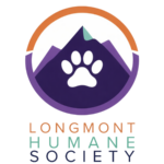 Logo for Longmont Humane Society featuring a stylized mountain with a white paw print in the center, enclosed in a circle. The organization’s name appears below—plus, enjoy a 10% Giveback to Bodhi Battalion Giveback Event at Chicken N Pickle.