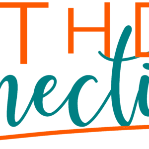The image displays the words “BIRTHDAY connections.” “BIRTHDAY” is in tall, uppercase orange letters, while “connections” is in teal, cursive script with an orange underline—perfectly capturing the festive spirit of a 10% Giveback Night at Chicken N Pickle NKC.