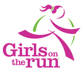 Girls on the Run logo featuring a stylized running girl in pink and green above the words Girls on the Run in bold pink and purple text, celebrating community support through events like 10% Giveback Night at Chicken N Pickle NKC.