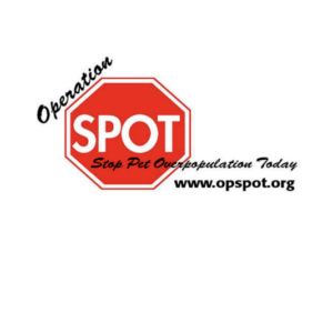 A red stop sign with SPOT in the center and Operation Stop Pet Overpopulation Today and www.opspot.org written beside it on a white background, promoting the 10% Giveback Night Benefiting The Arya Foundation at Chicken N Pickle.