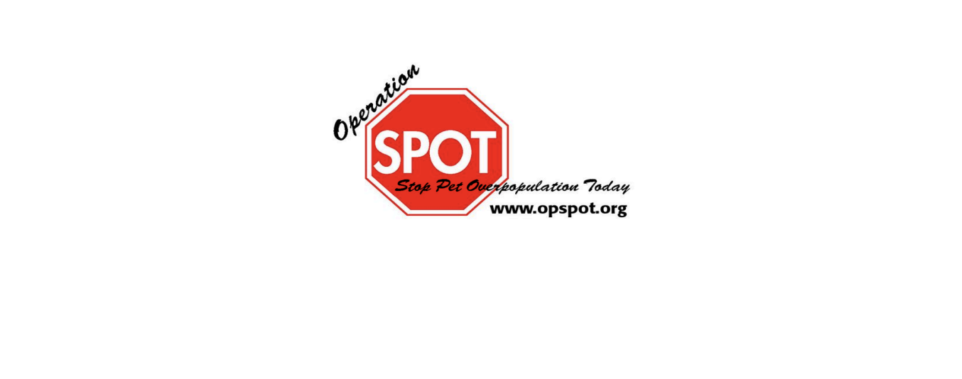 A red stop sign with SPOT in the center and Operation Stop Pet Overpopulation Today and www.opspot.org written beside it on a white background, promoting the 10% Giveback Night Benefiting The Arya Foundation at Chicken N Pickle.