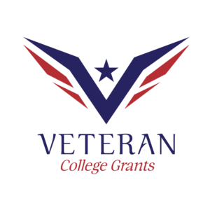 Logo with a bold blue V featuring a star in the center and red, wing-like accents. Below, VETERAN is written in blue and College Grants in red. Includes 10% Giveback to Lunar Rendezvous Festival at Chicken N Pickle Webster.