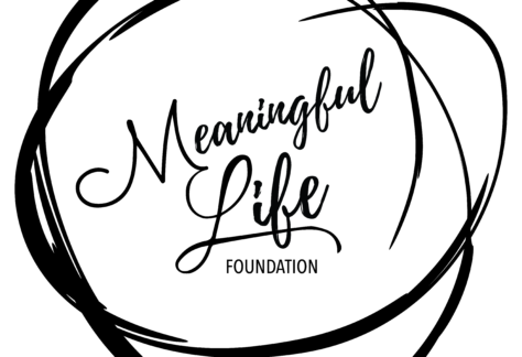 Black hand-drawn circular lines surround the words “Meaningful Life Foundation” written in elegant, cursive and uppercase fonts on a white background.