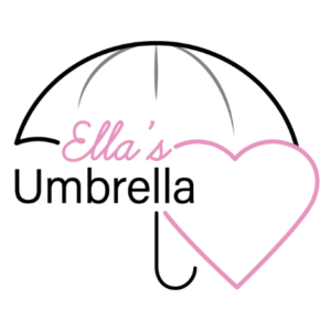 Logo with a black umbrella outline, Ellas in pink cursive, Umbrella in black, and a pink heart forming the right side of the umbrella—set against a white background. Perfect for promotions like a 10% Giveback Night Benefiting The Arya Foundation at Chicken N Pickle.