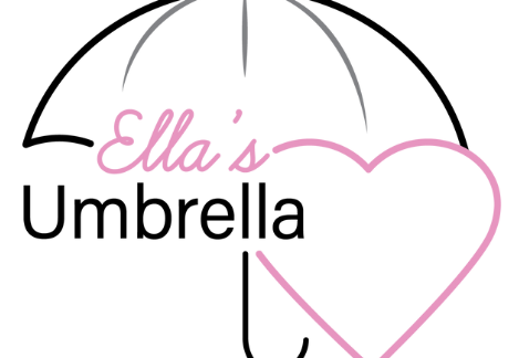 Logo with a black umbrella outline, Ellas in pink cursive, Umbrella in black, and a pink heart forming the right side of the umbrella—set against a white background. Perfect for promotions like a 10% Giveback Night Benefiting The Arya Foundation at Chicken N Pickle.