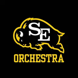 Logo of a yellow-outlined buffalo with SE in white letters inside it, and the word ORCHESTRA in bold yellow text below, all on a black background.