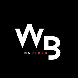 White letters W and B on a black background, with the word INSPIRED below; RED is highlighted in red while the rest of the text is white. Featuring a special 10% Giveback Night Benefiting The Arya Foundation at Chicken N Pickle, this bold design captures both purpose and style.