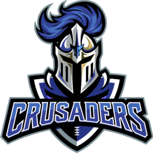 Sports logo featuring a knight in a blue and silver helmet above a shield with the word CRUSADERS in blue block lettering for the Bodhi Battalion Giveback Event at Chicken N Pickle.