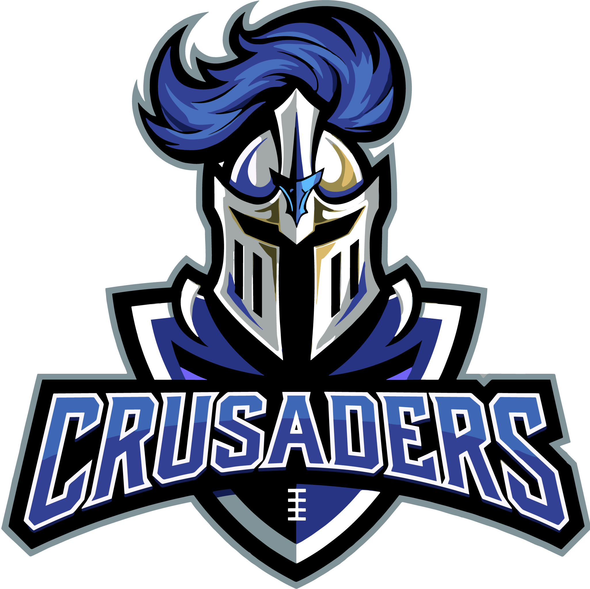 Sports logo featuring a knight in a blue and silver helmet above a shield with the word CRUSADERS in blue block lettering for the Bodhi Battalion Giveback Event at Chicken N Pickle.