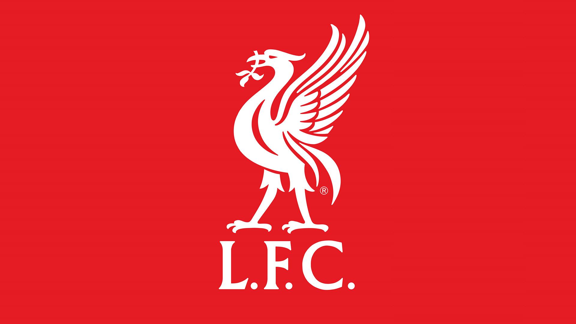 White Liverpool Football Club logo on a red background.